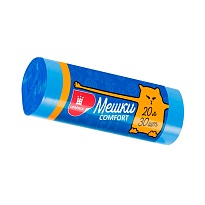 Мешки для мусора 20 л, синие, в рулоне 30 шт., ПНД, 8 мкм, 500х400 мм, Comfort, М0017 (МН 20-30с) в Актау