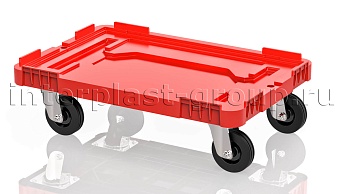 Тележка пластиковая сплошная без тормозов красная в Актау
