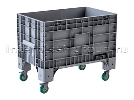 Контейнер iBox сплошной на колесах серый в Актау