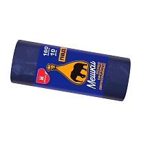 Мешки для мусора 160 л, синие, рулон 10 шт., ПВД, 35 мкм, 1100х900 мм, Уфа Пак, МВ1755 (МВ 160-10ср) в Актау