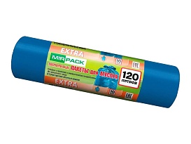 Мешки для мусора 120 л, синие, в рулоне 10 шт., ПНД, 14 мкм, 1100х700 мм, EXTRA, ex1201802 в Актау Мешки для мусора 120 л, синие, в рулоне 10 шт., ПНД, 14 мкм, 1100х700 мм, EXTRA, ex1201802 в Актау