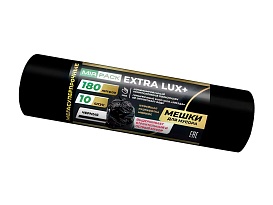 Мешки для мусора 180 л, черные, в рулоне 10 шт., ПВД, 60 мкм, 1100х930 мм, EXTRA LUX+, 1801098 в Актау