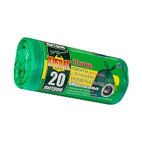 Мешки для мусора 20 л, биоразлагаемые, с ручками, черные, в рулоне 30 шт., ПНД, 10 мкм, 550х440 мм, Крепак, 4607075710047 в Актау