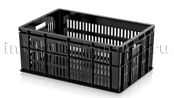 Ящик для молока, мяса, овощей и фруктов большая перфорация дно сплошное черный в Актау Ящик для молока, мяса, овощей и фруктов большая перфорация дно сплошное черный в Актау