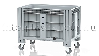 Контейнер iBox сплошной на колесах с пробкой 2 дюйма серый в Актау