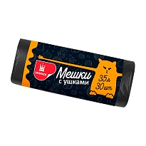 Мешки для мусора 35 л, с ушками, черные, в рулоне 30 шт., ПНД, 10 мкм, 655х500 мм, Comfort, М6064 в Актау