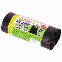 Мешки для мусора 30 л, черные, в рулоне 30 шт., ПНД, 7 мкм, 550х480 мм, Любаша, 608089 в Актау