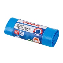 Мешки для мусора 60 л, синие, в рулоне 20 шт., ПНД, 10 мкм, 680х580 мм, LAIMA, 606703 в Актау