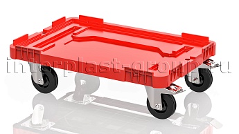 Тележка пластиковая сплошная 2 колеса с тормозом усиленная красная в Актау