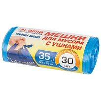 Мешки для мусора 35 л, с ушками, синие, в рулоне 30 шт., ПНД, 11 мкм, 650х500 мм, LAIMA ULTRA, 607684 в Актау Мешки для мусора 35 л, с ушками, синие, в рулоне 30 шт., ПНД, 11 мкм, 650х500 мм, LAIMA ULTRA, 607684 в Актау