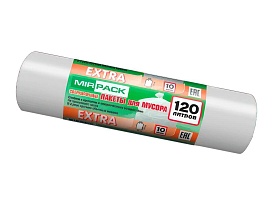 Мешки для мусора 120 л, белые, в рулоне 10 шт., ПНД, 14 мкм, 1100х700 мм, EXTRA, ex1201803 в Актау Мешки для мусора 120 л, белые, в рулоне 10 шт., ПНД, 14 мкм, 1100х700 мм, EXTRA, ex1201803 в Актау