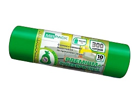 Мешки для мусора 300 л, зеленые, в рулоне 10 шт., ПВД 70 мкм, 1400х1000 мм, PREMIUM+, 300101601 в Актау Мешки для мусора 300 л, зеленые, в рулоне 10 шт., ПВД 70 мкм, 1400х1000 мм, PREMIUM+, 300101601 в Актау