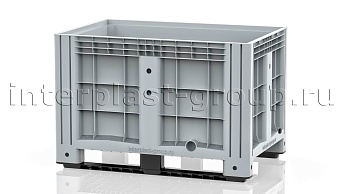 Контейнер iBox сплошной на полозьях с пробкой 1 дюйм серый в Актау