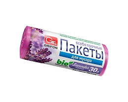 Мешки для мусора 30 л, ароматизированные, Лаванда, сиреневые, в рулоне 20 шт., ПНД, 9 мкм, 560х530 мм, GRIFON Aroma, 101-020 La в Актау