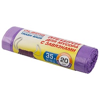 Мешки для мусора 35 л, с завязками, фиолетовые, в рулоне 20 шт., ПНД, 13 мкм, 600х500 мм, LAIMA ULTRA, 607685 в Актау Мешки для мусора 35 л, с завязками, фиолетовые, в рулоне 20 шт., ПНД, 13 мкм, 600х500 мм, LAIMA ULTRA, 607685 в Актау